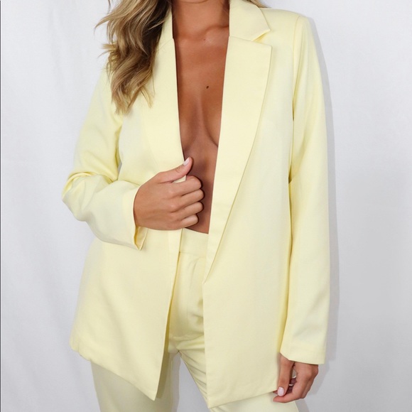 Missguided Jackets & Blazers - NEW Misguided Yellow Lemon Coord Boyfriend Blazer Size US8